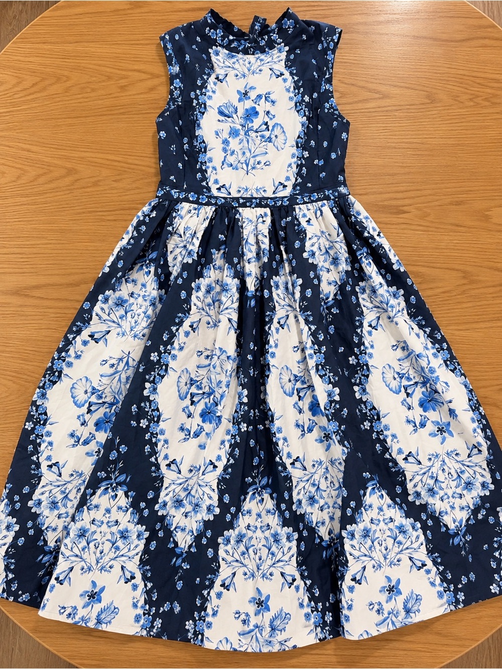 H&M Navy and White Floral Fit-and-Flare Dress